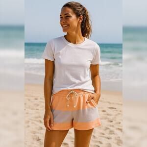 Loft Striped Lounge Shorts Orange & Lavender – Large NWT